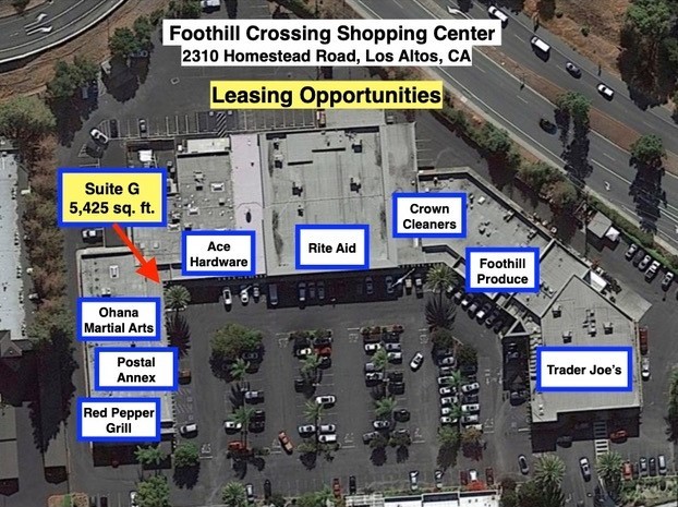 Shopping Center Map notating spaces available for lease.